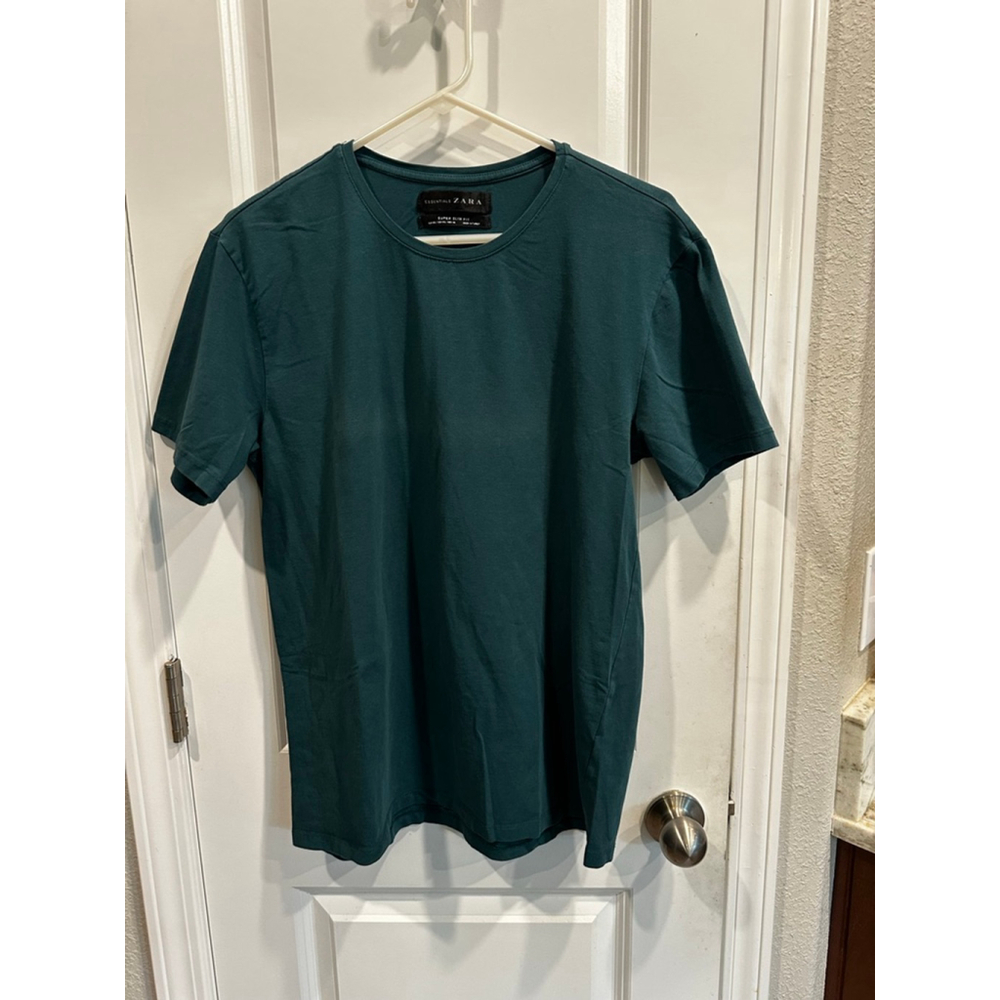 ZARA Teal Super Slim Fit Short Sleeve Tee XXL